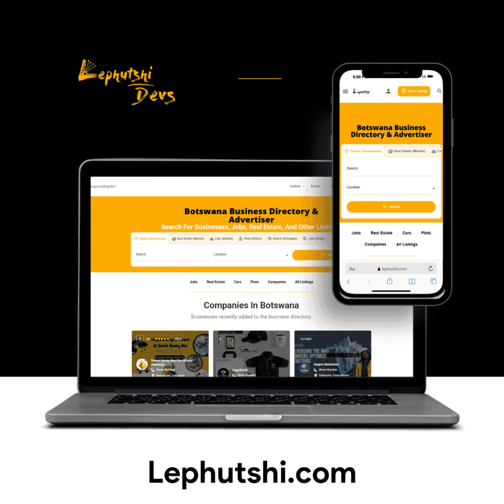 Lephutshi Botswana Business Directory Website Portfolio showcasing responsive web design, local SEO optimization, and digital marketing excellence