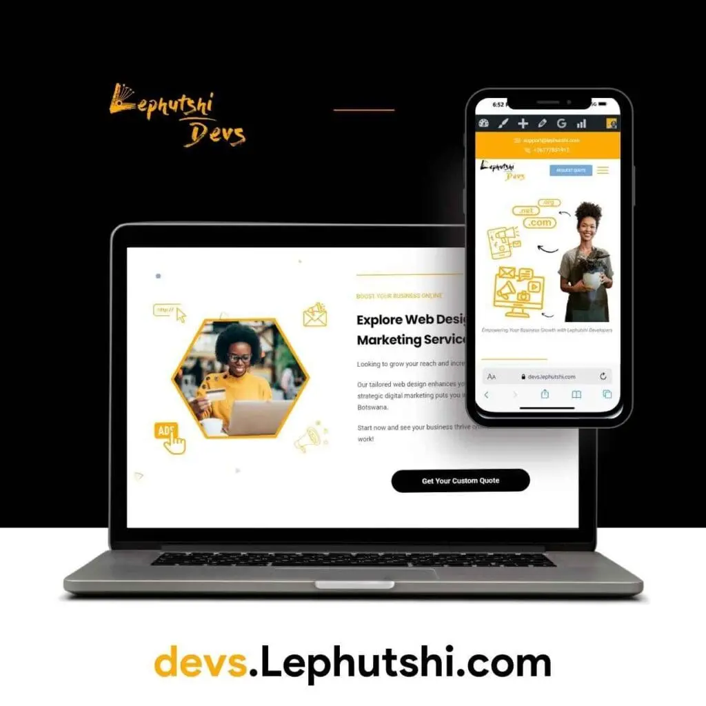 Portfolio website design for a web development agency by Lephutshi Developers