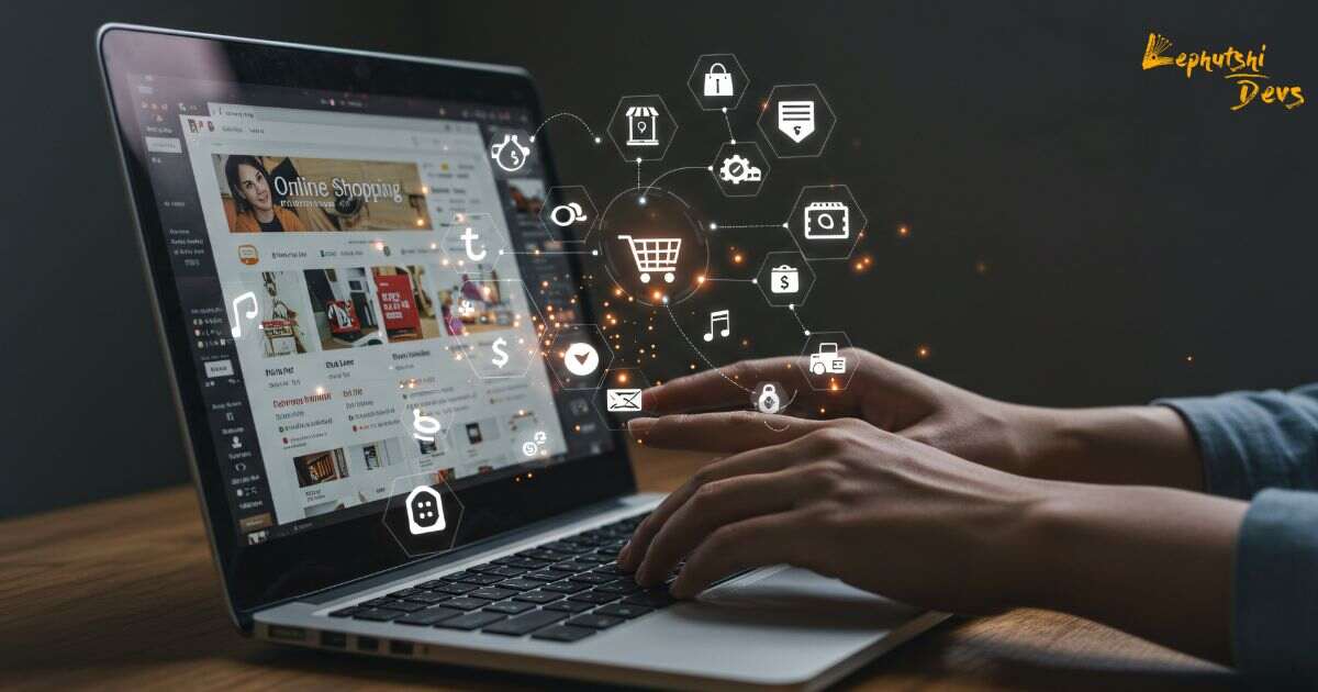 Digital marketing wheel with Botswana entrepreneurs by Lephutshi Developers – Web Design & Digital Marketing Agency, Botswana, featuring types of digital marketing