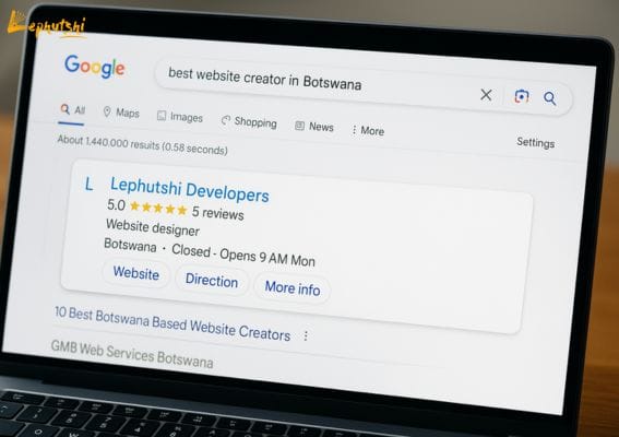 Botswana business ranking top in Google search results with website
