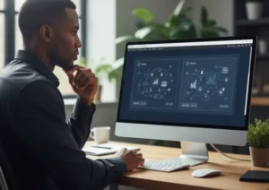 A Botswana marketing professional comparing two ad creatives during a Google Ads experiment for advanced PPC optimization.