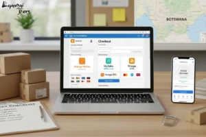 Ecommerce payment and delivery setup for Botswana businesses showing mobile payments and local logistics planning