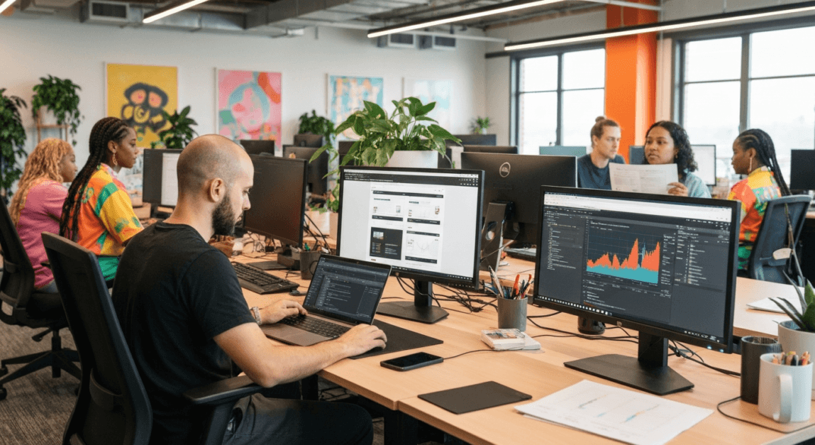 Web Design Botswana team working on website development at Lephutshi Developers