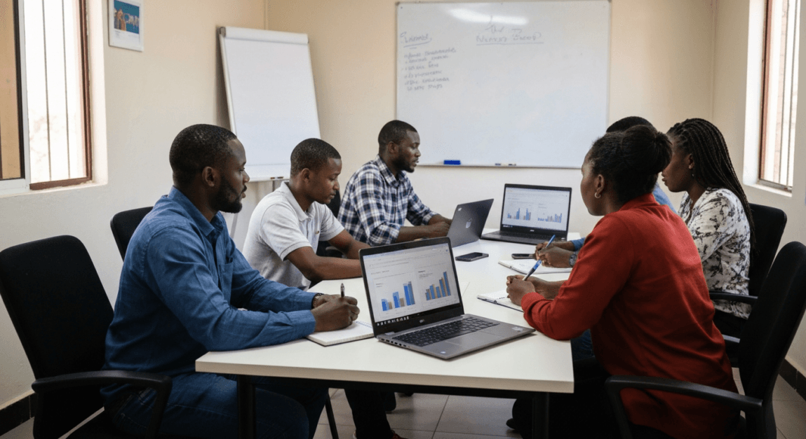 Botswana team engaged in a B2B order processing strategy meeting