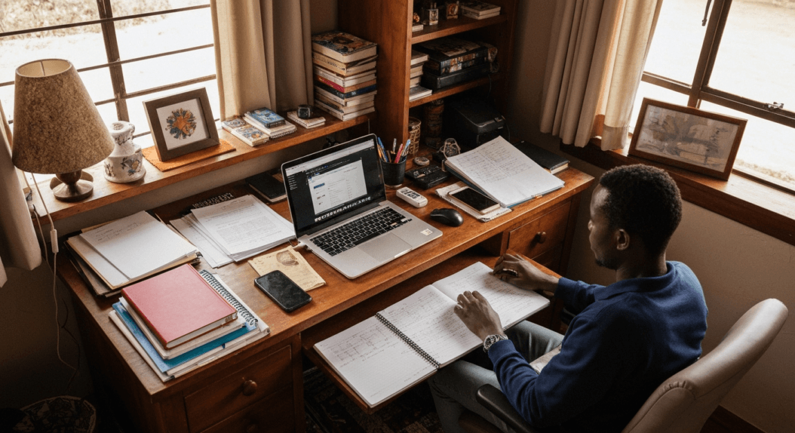 Person conducting keyword research with digital tools to optimize product pages.