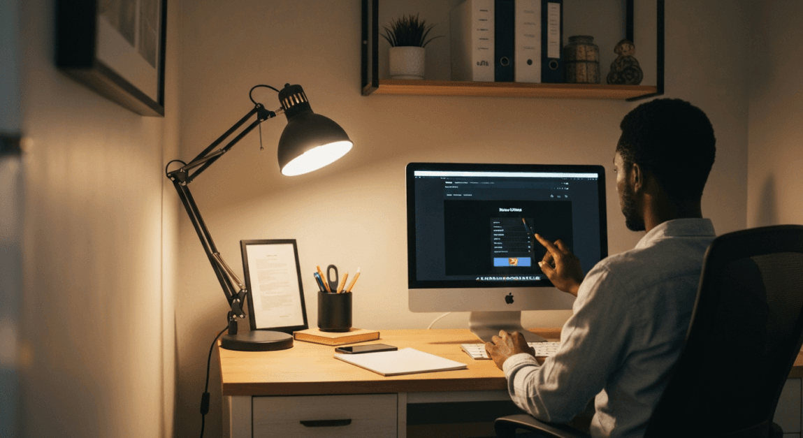 Designer implementing dark mode aesthetics