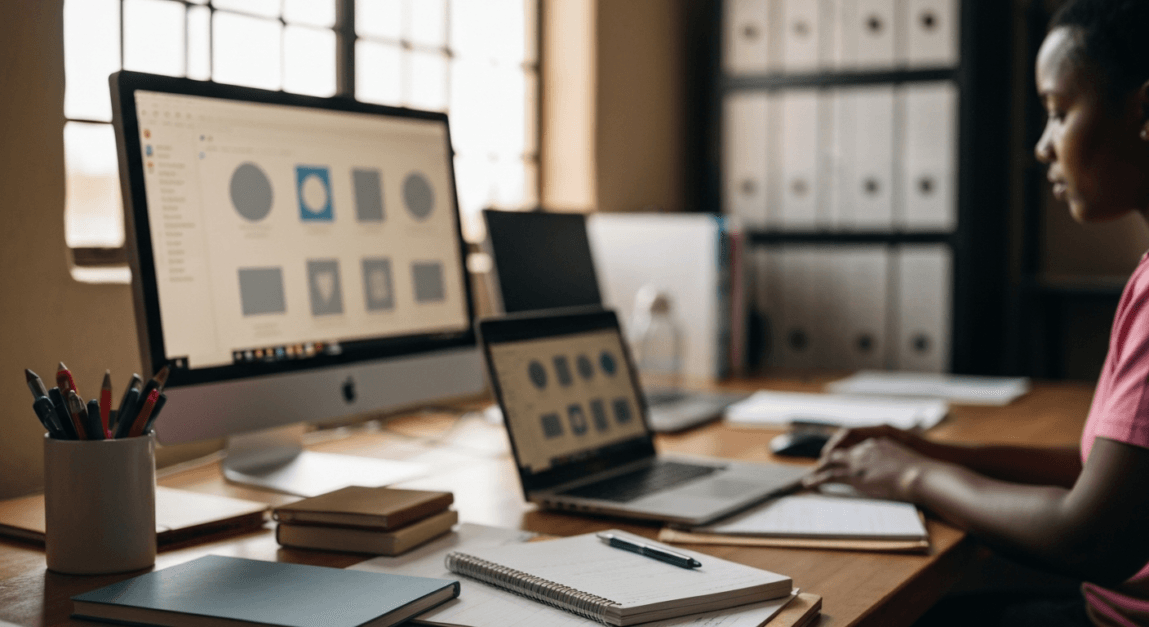 A Botswana small business owner using Facebook Ads Manager for ad campaign design.