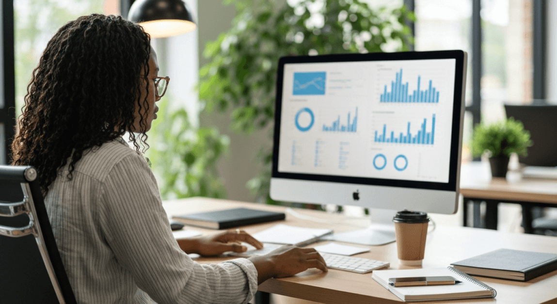 Marketing specialist analyzing Google Ads performance data in Botswana.