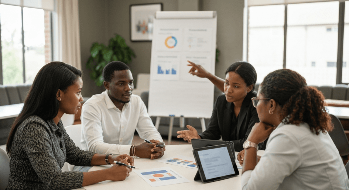 Botswana SME team in a strategy session aligning campaigns with platform strengths.