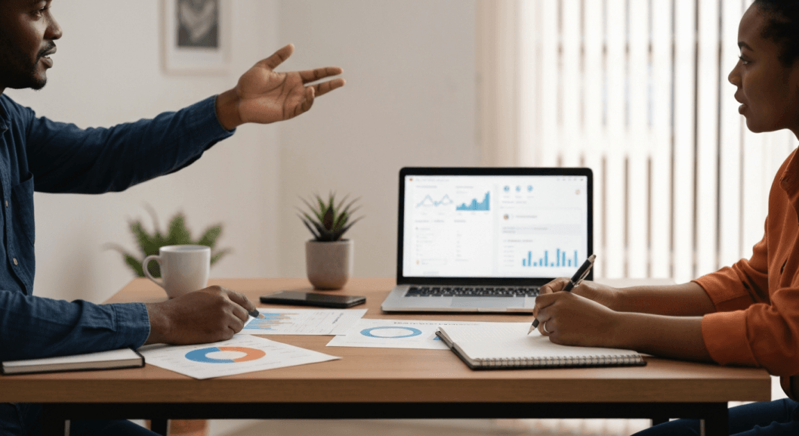 Botswana SME evaluating website traffic tools in an office