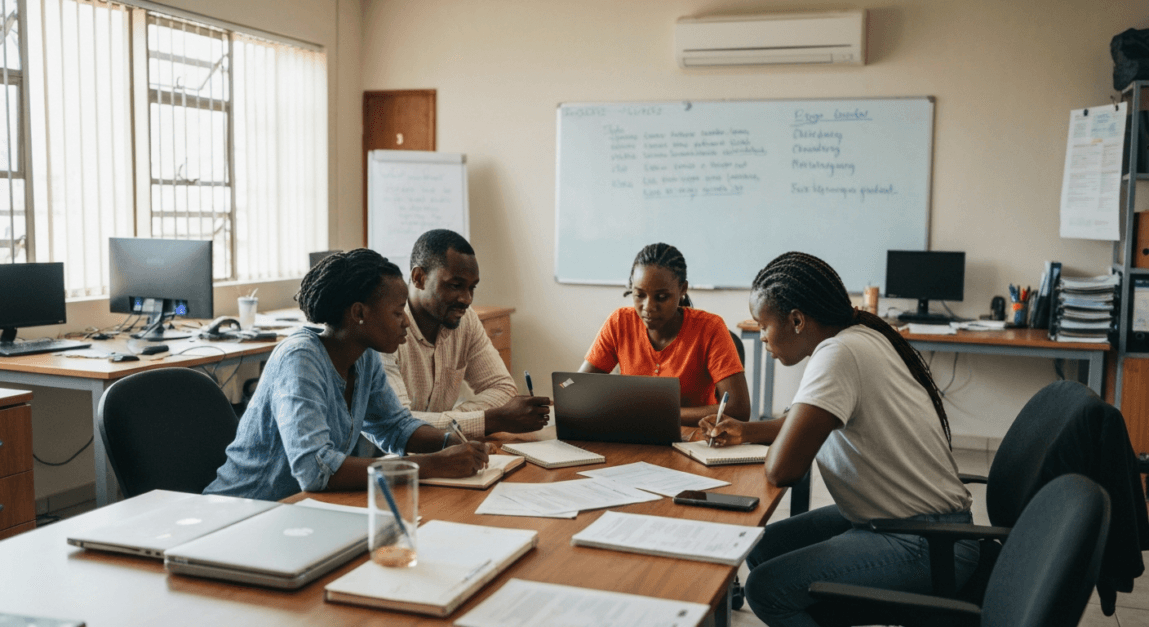Botswana digital marketing team in a strategy session for ethical link-building.