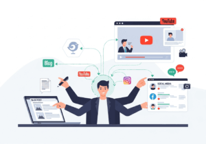 Content marketing system for promoting a business online for free