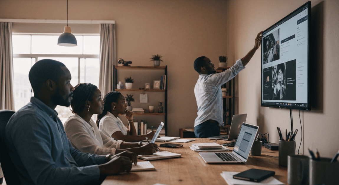 Team in Botswana office continually optimizing their social media strategy