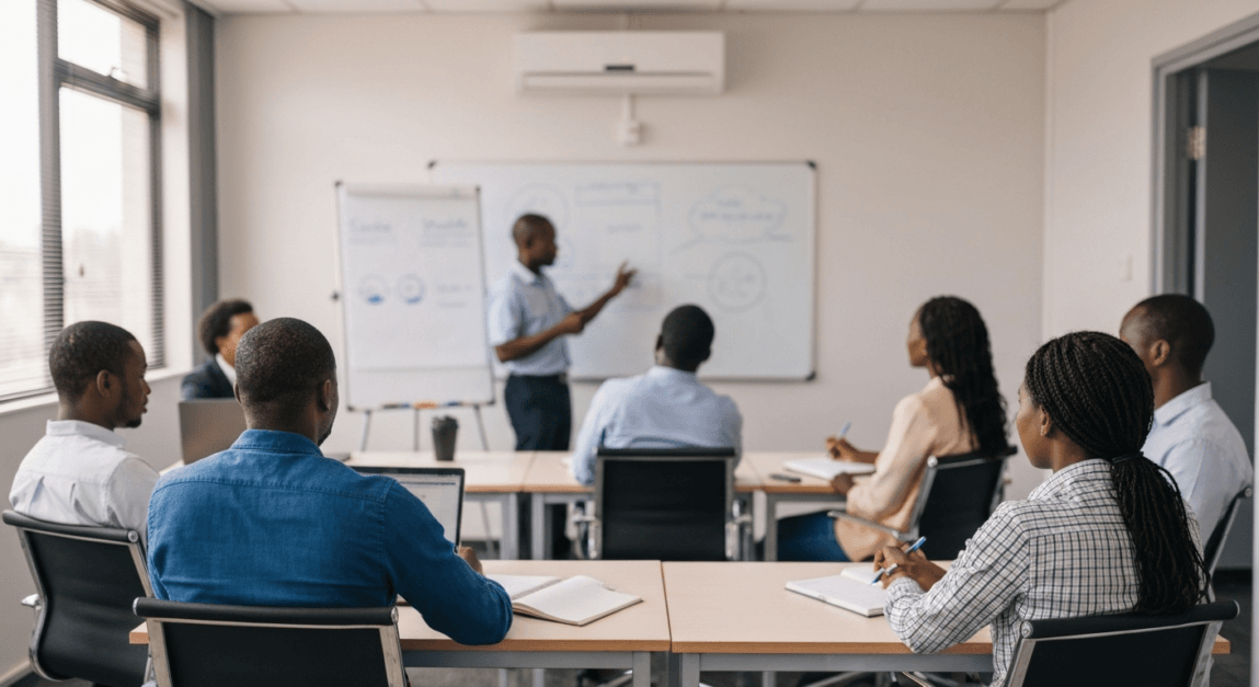 Botswana sales team in a training session for effective GTM strategy.