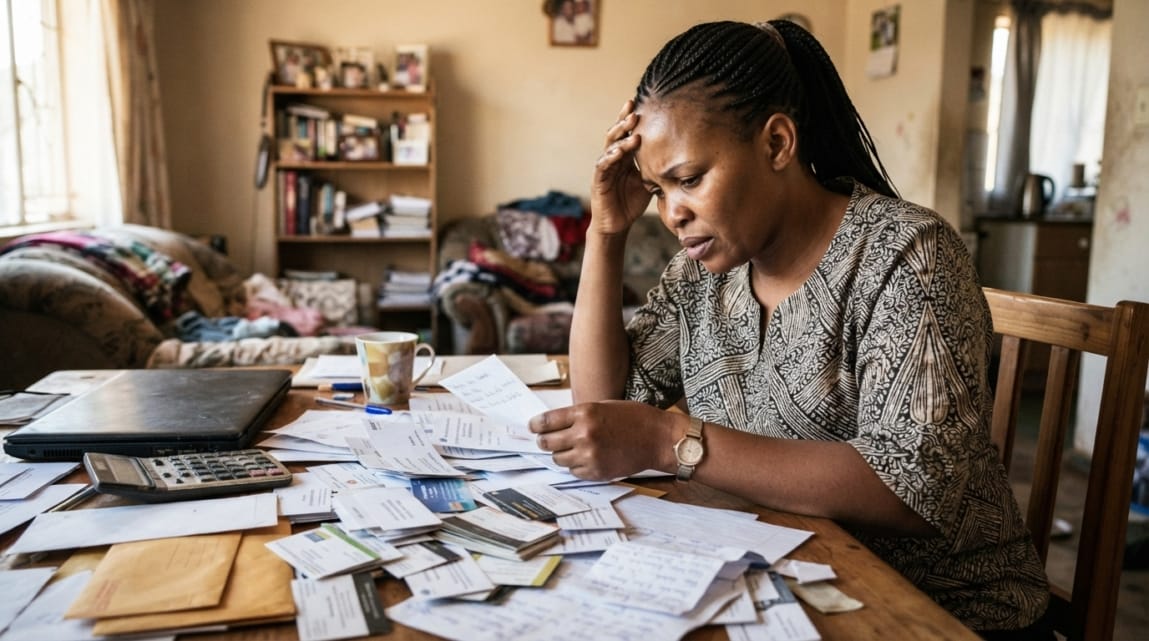 Concerned Botswana business owner sorting through mismatched information indicating potential Google profile issues.