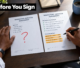 Two marketing proposals laid side by side on a wooden office desk showing clear versus vague deliverables being reviewed by a manager.